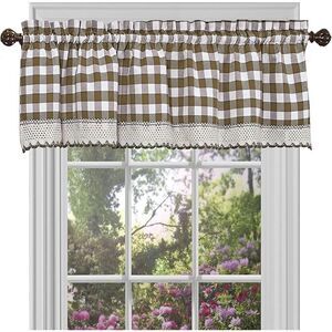Buffalo Taupe Plaid Modern Window Curtain Panel : 58" x 14" Valance - Single